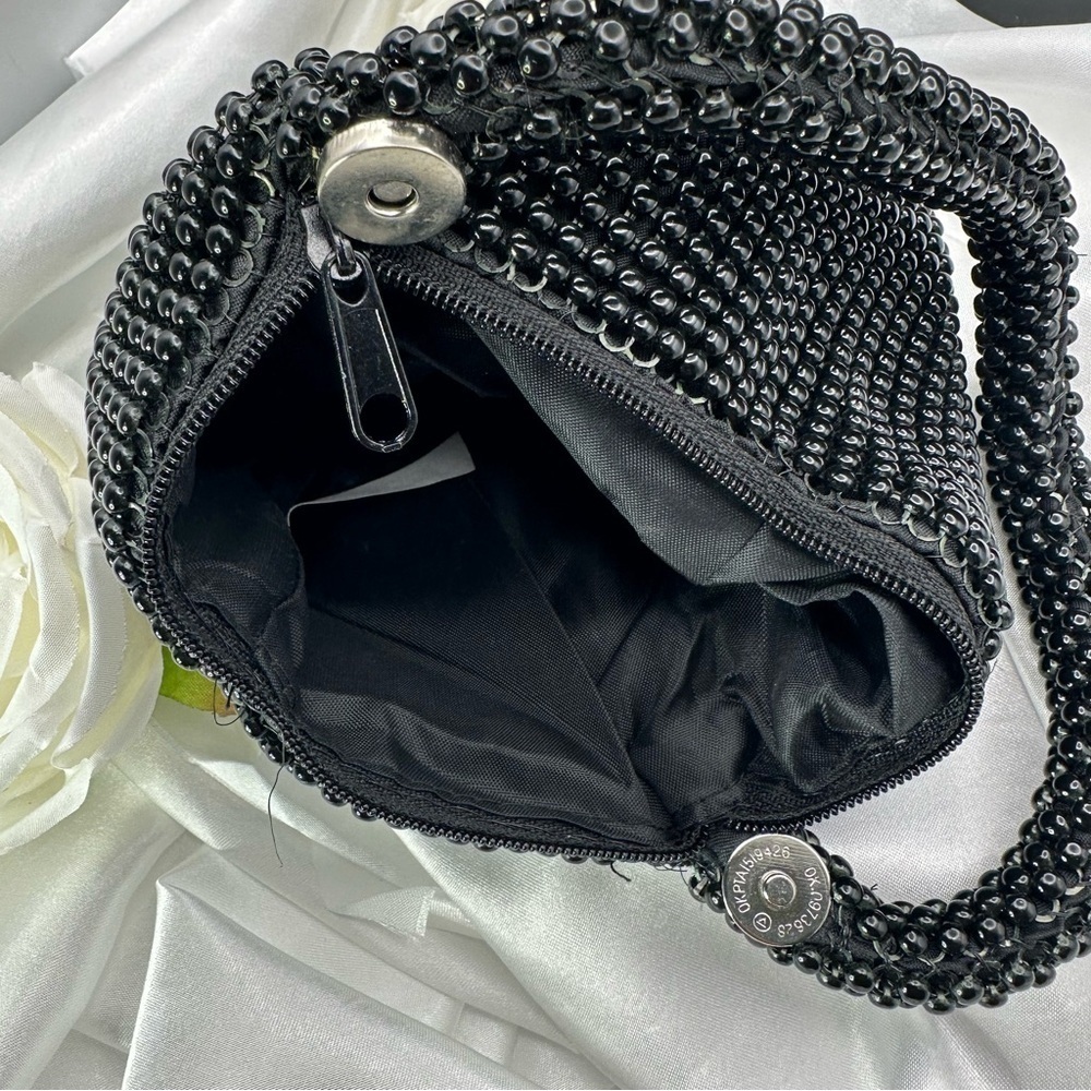 Chic Black Beaded Clutch - Picture 5 of 9